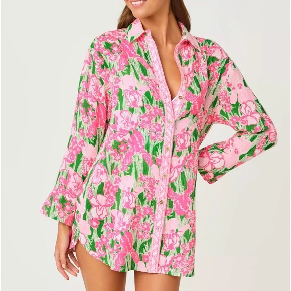 Lilly Pulitzer Kwitney Long Sleeve Cotton Cover-Up - Picture 3 of 8